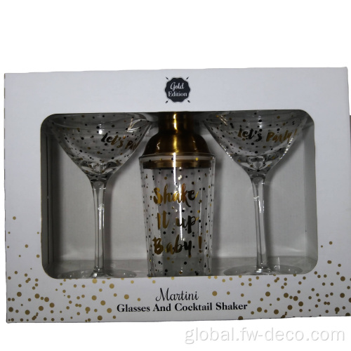 China Gold Cocktail Shaker Set with Gold Martini Glasses Manufactory